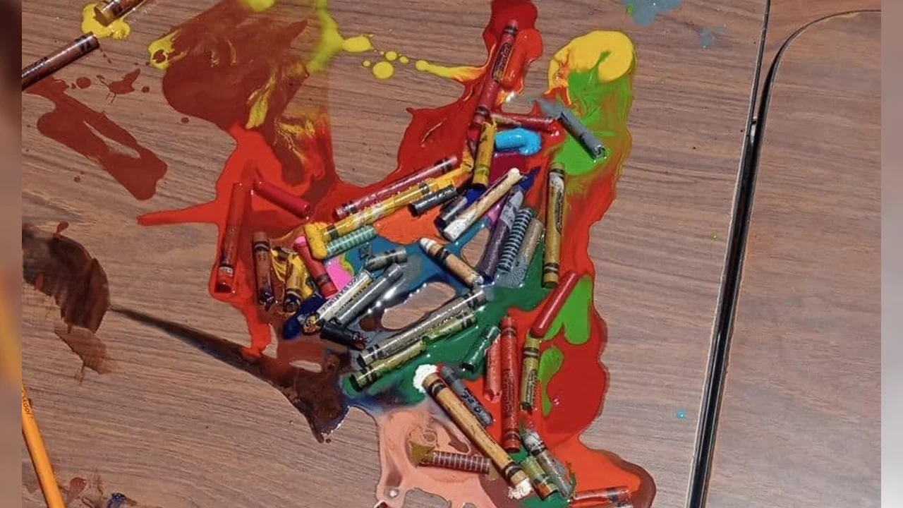 Crayones se derriten por calor extremo